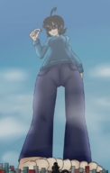 drawing giga city black_hair color barefoot glasses godzilla bumblebambi