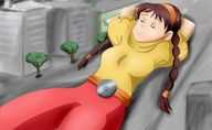 drawing giantess city color lying_down braid trees relaxing riadorana sheeta laputa_castle_in_the_sky