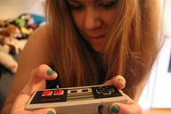 crush small_man blonde finger nintendo video_game bobbob bugunderherfeet callia controller no_1-ups nes nes_controller