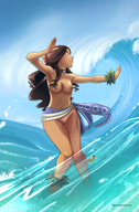 drawing giantess collage color water ocean brunette avatar katara avatar_the_last_airbender waterbending blue-ten mundo