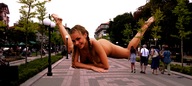giantess collage nude city barefoot smiling lying_down pigtails looking_at_viewer eci999