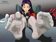drawing feet color purple_hair stockings sitting toe_ring point_of_view misato_katsuragi spread_toes