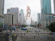giantess collage city blonde wonderslug celebrity dress skyscraper streets vehicles latex pvc bianca bianca_beauchamp marilyn_monroe