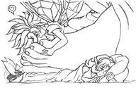 drawing wings sleeping monochrome long_hair fairy worship shrunken_woman mostlyfunstuff pointed_ears