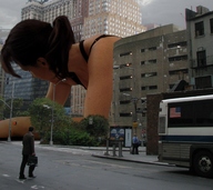 giantess collage small_man city buildings brunette lying_down bus streets between_buildings giulio_10
