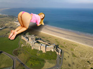 collage mega blonde butt beach barefoot ocean castle kneeling legs sand looking_at_viewer