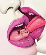 drawing giantess color lips kissing shrunken_people shrunken_woman giantesses tongues ophelia