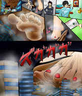 micro feet comic color destruction toes buildings glasses sweat in_shoe foot_crush shrunken_people shrunken_city shop nail_polish shoe_insertion furefami