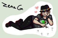 drawing color finger playful brunette shrunken_people hat zena_griffen below_finger stick_figures