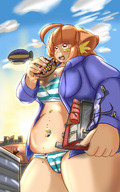 drawing giantess furry city color buildings climbing blimp eating body_exploration voluptuous photographer two_piece donut jyles