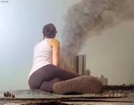 giantess collage destruction ocean buildings shoes sitting smoke shazam behind_view
