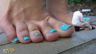 collage toes barefoot shrunken_men shrunken_man painting_nails pedicure gtsx blue_nails
