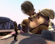 giantess cleavage soul_calibur huge_breasts medieval ivy looking_at_tiny digital_render the_witcher geralt_of_rivia source_film_maker