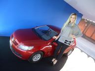 blonde long_hair high_heels mini_giantess amazon vehicles indoors garage long_sleeves