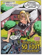 breasts drawing growth giantess nude blonde long_hair destruction outgrowing_building tree crowds dialogue betty veronica archie jughead