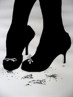 drawing micro mega monochrome destruction high_heels shoes foot_crush jets running_away source_needed