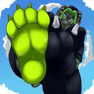 drawing furry anthro color blue_eyes barefoot paws point_of_view looking_at_viewer raised_foot imminent_crush ligerjazz