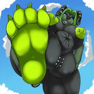 breasts drawing nipples furry dog color futanari penis blue_eyes green_hair foot_crush point_of_view looking_at_viewer raised_foot nipple_piercing looking_at_victim imminent_crush scrotum pierced_scrotum pierced_lips pierced_ears