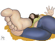 drawing color toes barefoot brunette low_angle point_of_view looking_at_viewer raised_foot smushedboy no_background