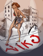 drawing giantess color destruction barefoot buildings blood gore foot_crush shorts cruel aiko claw7705 big_and_small