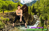 giantess collage feet small_man high_heels brunette sitting mountains woods outdoors sandra_bullock trees looking_at_viewer stream giantessbuster209 mine