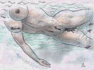 drawing giantess nude underwater swimming nikko hanging_on