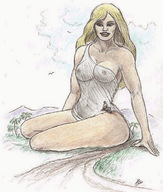 drawing giantess blonde long_hair sitting nikko see_through_clothing