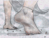 drawing giantess crush barefoot blood gore foot_crush legs death entrapment nikko buried ankle_bracelet anchor