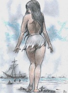 drawing giantess black_hair long_hair topless helpless nikko shipwreck