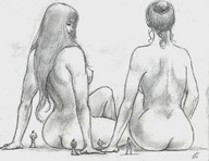 breasts drawing giantess nude monochrome butt giantesses nikko