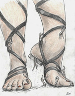 drawing giantess toes climbing gladiator_sandals nikko hanging_on no_background