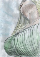 blonde shrunken_men unaware shrunken_man pencil_drawing nikko climbing_boob