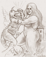 giantess city monochrome long_hair destruction bbw fighting outdoors nikko
