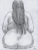 giantess monochrome long_hair butt_crush bbw reaching nikko no_background