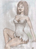 drawing giantess color brunette ass_worship nikko pinned_against_breast