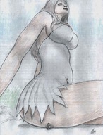 drawing giantess long_hair nipping brunette sat_on nikko closed_eyes