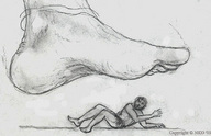 drawing small_man monochrome barefoot helpless nikko imminent_crush shadow_of_impending_doom