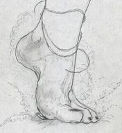 drawing giantess monochrome toes barefoot foot_crush sketch nikko nail_polish ankle_bracelet