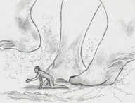 drawing giantess monochrome barefoot nikko crawling_away parade