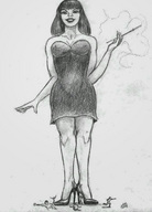 giantess monochrome high_heels dress smoking smoke cigarette pencil_drawing nikko running_away looking_at_tiny