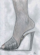 drawing giantess in_shoe nylons under_foot nikko no_background