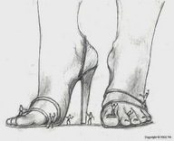 gentle toes high_heels shrunken_men sandals pencil_drawing nikko ankles crowds climbing_foot