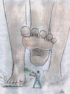 drawing giantess barefoot nikko no_background