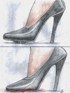 drawing color high_heels blood shrunken_man nikko no_background violence slow_crush