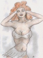 drawing giantess color long_hair nipping red_hair shrunken_man nikko embedded
