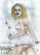 drawing giantess blonde handheld buildings smiling jets nikko revealing_outfit