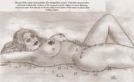 drawing giantess nude monochrome long_hair shrunken_men nikko no_background ddrawing hairy_armpit