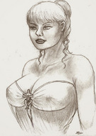 drawing giantess monochrome nipping nikko no_background