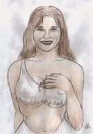 drawing color cleavage brunette nikko looking_at_viewer no_background between_breasts