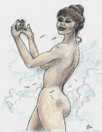 drawing giantess color handheld brunette shrunken_woman nikko hair_tied_up